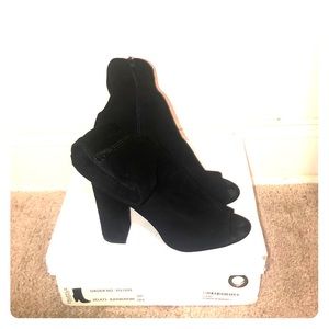 Peep Toe Suede Booties